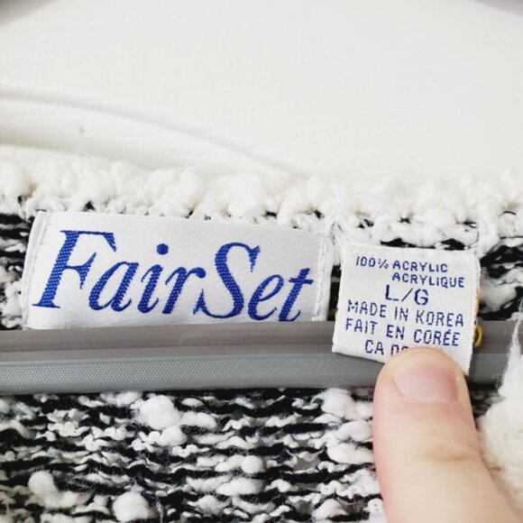 Vintage FairSet Boucle Boho Granny Floral Pearl Applique Sweater L - Picture 6 of 8